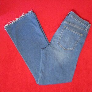 Gap Denim High Waist Flare Leg Distressed Hem Stretch